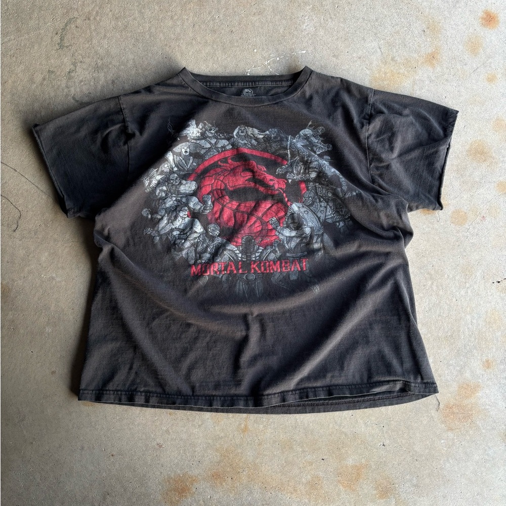 Mortal Kombat Logo Black Graphic Tee - Red Accent